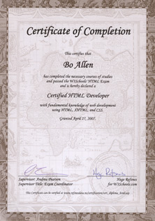 Bo Allen is a Certified HTML Developer